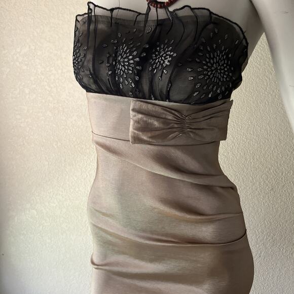 Y2K 2000s Formal Dress Small XS Strapless Mini Ruched Short Fairy Prom HOCO - Picture 9 of 16